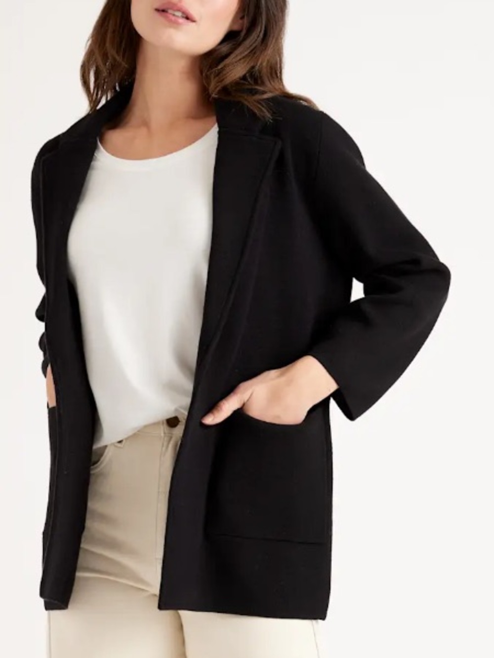 Quince Organic Cotton Open Blazer Medium Black
